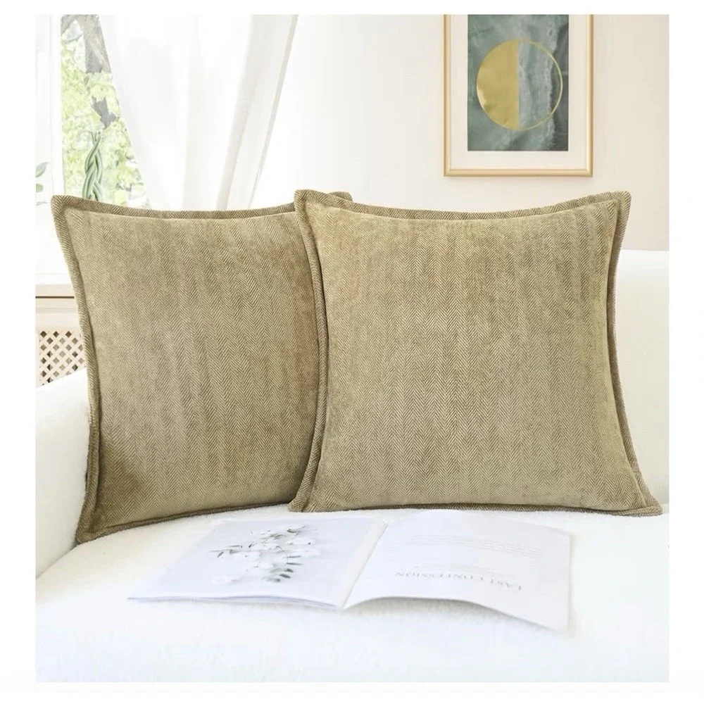 Chenille Pillow Covers, Soft Decorative 18